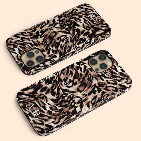 Custom Monogram Initials Fierce Leopard iPhone Case